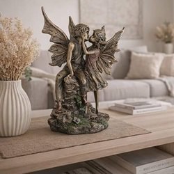 Elegant bronze alferpar skulptur romantisk valentinsgave